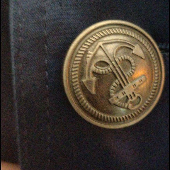 Blue satin high-waisted shorts with anchor buttons - Picture 2 of 4